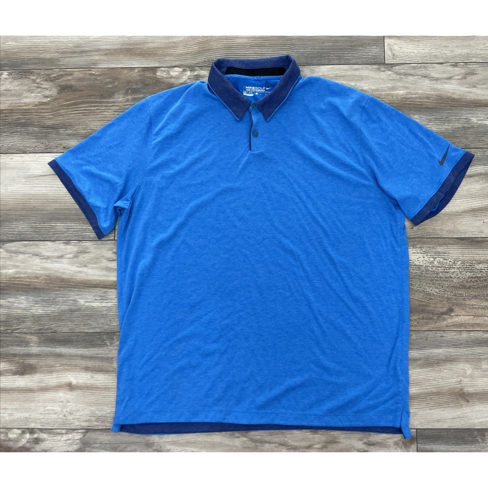 Nike Golf Tour Performance Dri-Fit Polo Shirt Mens XL Blue Short Sleeve
